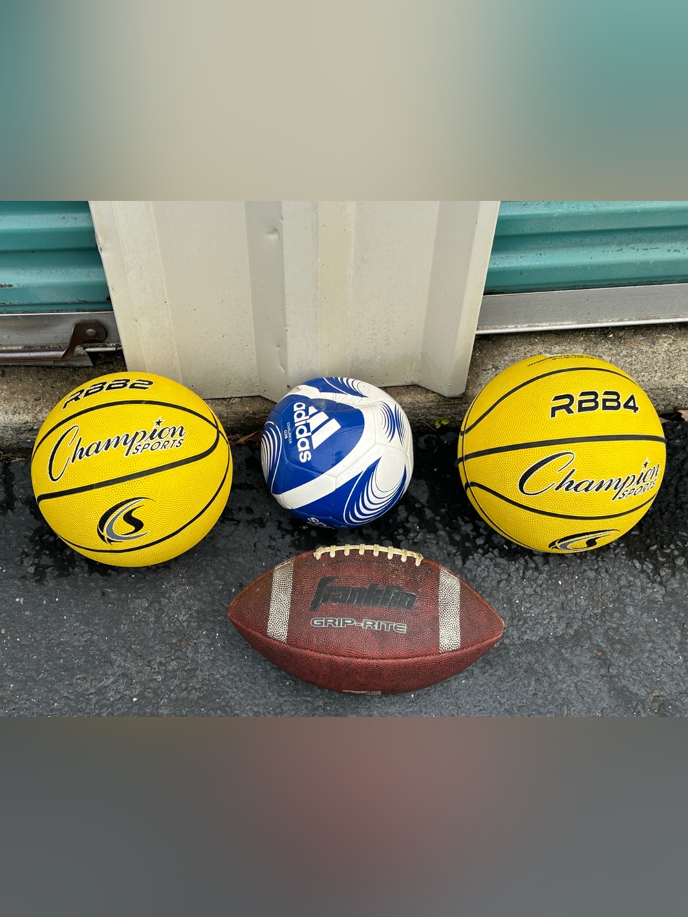 Champion Yellow Outdoor Basketballs and Blue Soccer Ball Set
